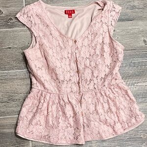 🍒 Elle Peplum Coquette Pink Lace Buttonup Cottagecore ASOS Millennial